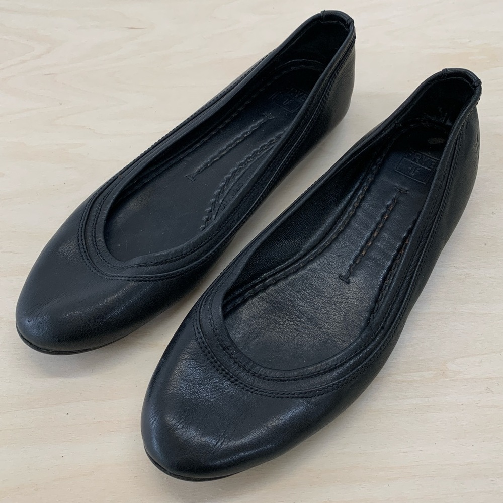 Frye Black Leather Ballet Flat Slipper